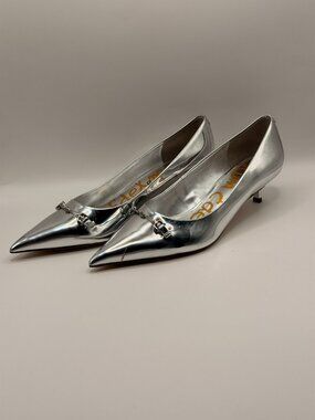 Sam Edelman Womens Kaya 2 Pointy Silver Pump Heel Sz 8.5